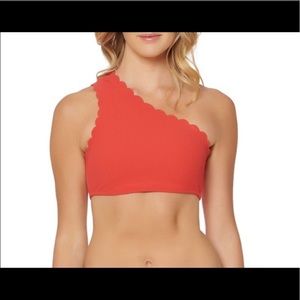 Beaitiful one shoulder red swim top